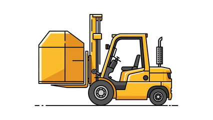 Yellow Forklift Lifting a Box Illustration