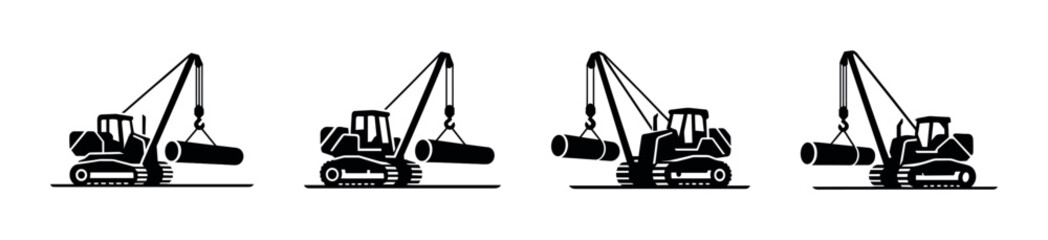 Naklejka premium Construction crane vector illustration, lifting equipment, machinery, flat vector style
