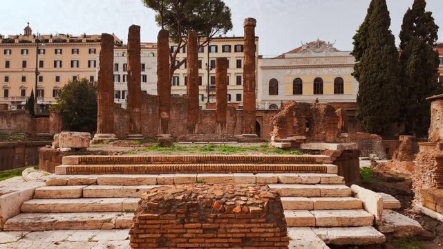 The Sacred Area of Largo di Torre Argentina in Rome, Italy, the site of Julius Caesar's assassination