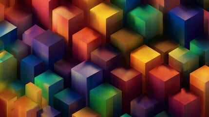 Obraz premium A vibrant, close-up view of a multitude of colorful 3D blocks arranged in a textured pattern, demonstrating abstract art