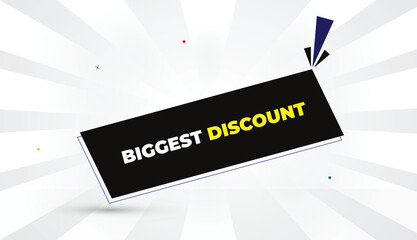Biggest Discount web banner editable eps format vector art illustration template design black shapes yellow bold font white gray gradient abstract sun shine business background 4k modern promotion sal