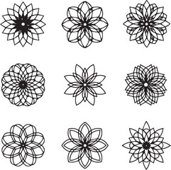 Obraz premium Geometric Floral Harmony: An array of intricate floral patterns arranged in a grid, showcasing the elegance of geometric design. Each delicate motif intertwines lines to form the symmetrical.
