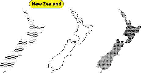 New zealand map with various shaded areas and patterns © sultananazira