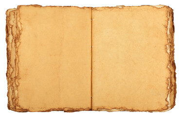 Old antique book with weathered pages isolated