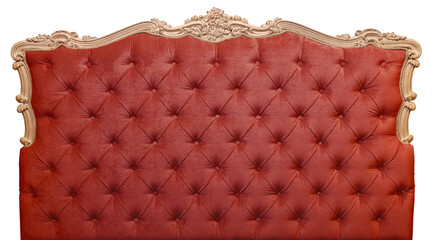 Red velvet bed headboard isolated on white