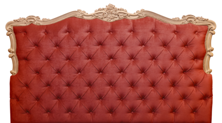 Red velvet bed headboard isolated on white