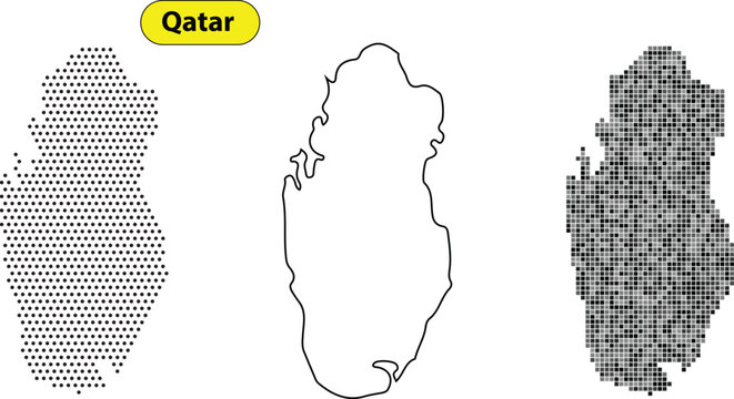 Vector map of qatar in different styles