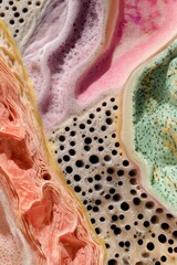 Close-up of a complex honeycomb-like organic structure with porous and fragile textures