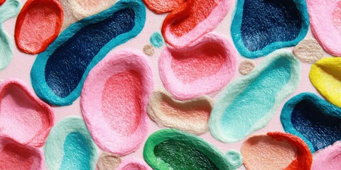 Detailed micrograph with cellular mosaics and fine reticulate lines, combining rounded and elongated forms