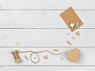 Preparing Valentine gifts on white table