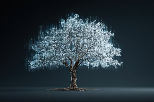 Glowing data tree in high tech server room - Powered by Adobe