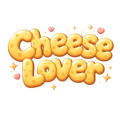 Cheese lover text design isolated on transparent background