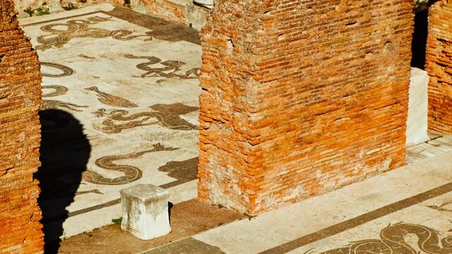 The baths of Neptune in Ostia Antica, the old port of Rome, Lazio, Italy, dating back to the 7th century BC
