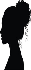 A striking black and white portrait of a woman s profile displayed within a light wood frame silhouette