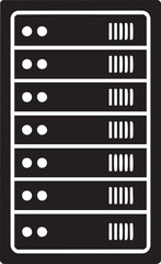 Obraz premium Data Center Server Rack Tower and Network Cabinet Silhouettes isolated on white background