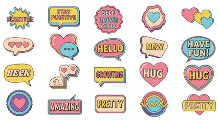 Colorful Positive Affirmation Stickers for Digital Communication © Elsa