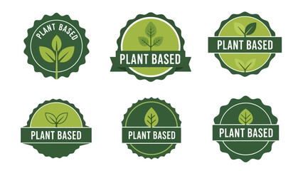 Plant Based Labels Vector Illustration Set