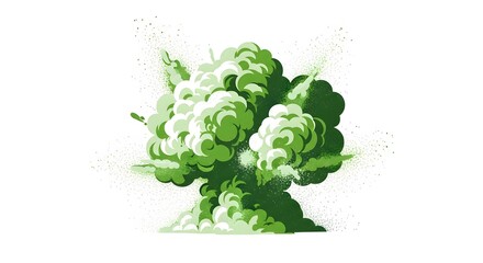 Stylized Green Smoke Cloud Explosion Illustration Isolated on a