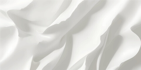 Luxurious white silk and satin fabric background featuring soft flowing waves and smooth liquid curves for a light cream textile wedding backdrop design