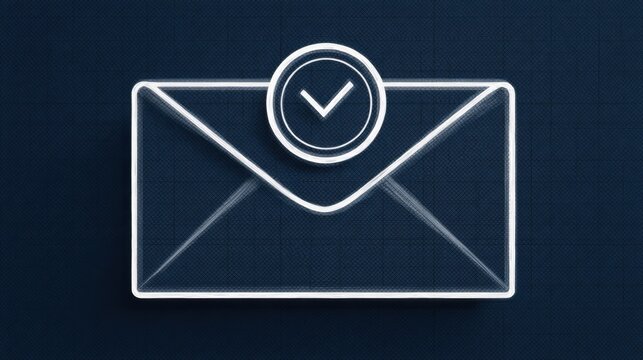 A sleek email confirmation icon featuring an envelope with a checkmark,