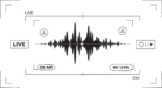 Live Audio Stream Interface &ndash; Podcast Waveform and Broadcasting UI Elements