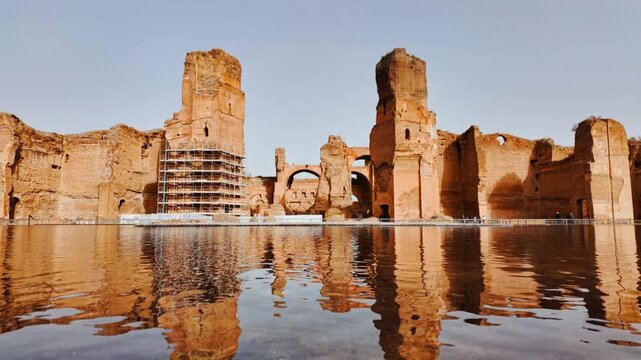 The ruins of the Baths of Caracalla, Rome, Italy, dating back to 212 AD, under the emperors Septimius Severus and Caracalla