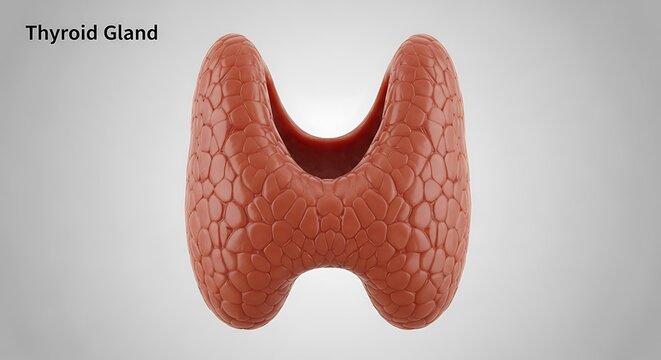 Detailed 3d rendering of human thyroid gland endocrine system organ isolated on light background