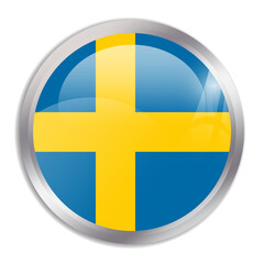 Fototapeta premium Sweden flag - glossy circle button in metal frame displays a colorful flag of a country cultural identity and heritage. The essence of national pride and unity.