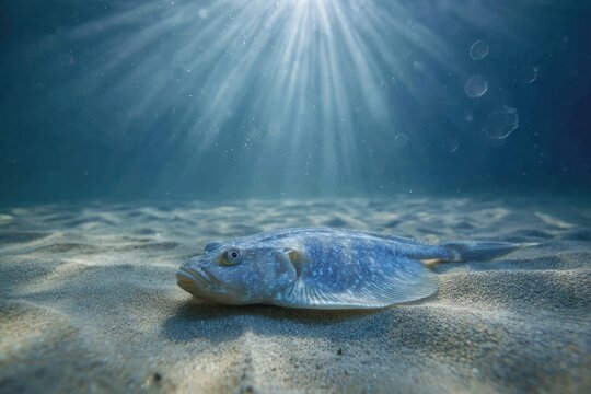 Peaceful marine ambiance with resting halibut