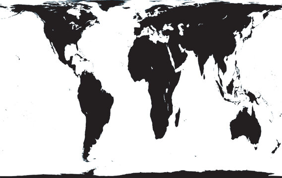 World Map Gall Peters Projection Editable Silhouette Vector