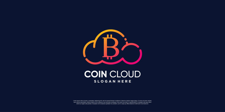 Bitcoin cloud logo with creative modern concept Premium Vector