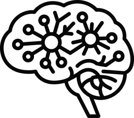 Stylized brain icon with interconnected nodes and circuits Keywords: brain, mind, artificial