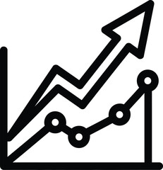 Upward Trending Line Graph with Circles Icon arrow