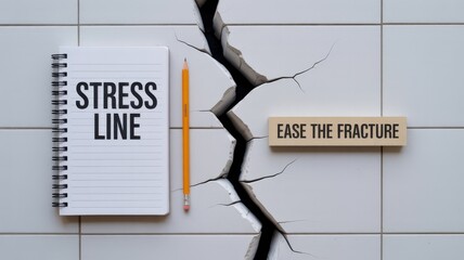 A visual representation of stress lines and the concept of easing fractures, symbolizing problemsolving and mental wellbeing