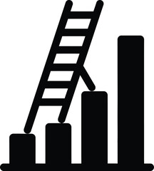 Ladder Reaching Upwards on Bar Chart Icon graph growth