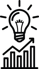 Light Bulb and Bar Chart Icon for Ideas and Business Growth innovation creativity