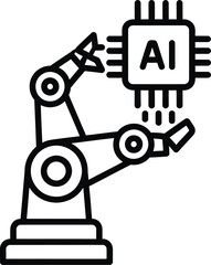 Robotic Arm Holding an AI Chip Icon artificial intelligence