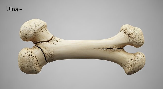 Detailed 3d model of the ulna one of the two forearm bones anatomical view