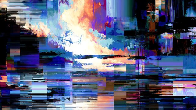 Abstract digital glitch art showing energy drain concept - Powered by Adobe