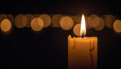 Single Lit Candle Surrounded by Darkness Soft Glowing Light