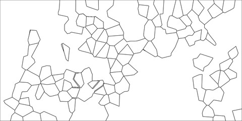 Abstract Geometric Pattern of Irregular Polygons with Black Outlines on White Background for Modern Design and Texture Applications