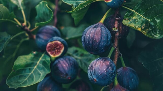 Video Figs growing on a tree branch