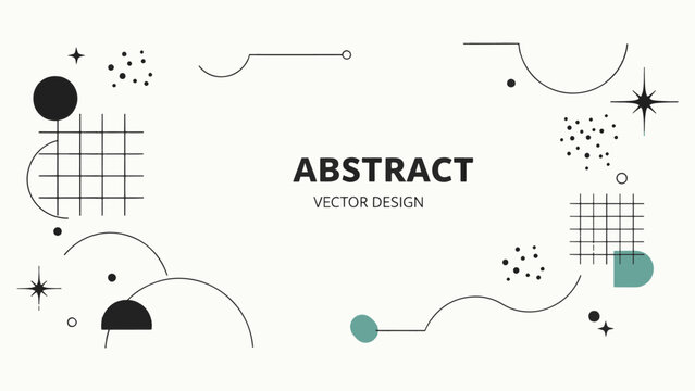 Minimalist Abstract Cosmic Frame Vector Background with Stars and Geometric Lines