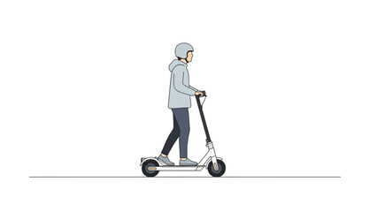Young man riding electric scooter representing modern urban transport eco friendly lifestyle and daily commute concept
