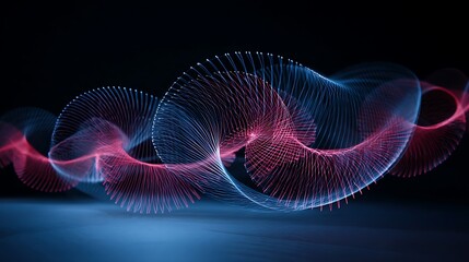 Artistic neon lines forming resonant sound spirals