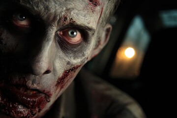 Terrifying zombie monster for halloween horror background