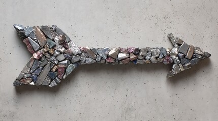 Bespoke upward arrow made of metallic fragments