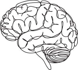 Fototapeta premium Human brain continuous one line drawing concept of Hand drawn minimalism style, one line Art icon drawing