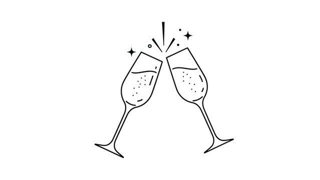 Clinking champagne glasses illustration symbolizing celebration success toast and joyful festive moments