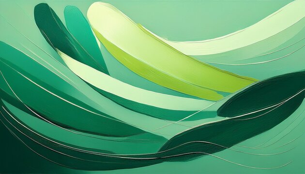 modern minimalist abstract brush strokes painting in green tones - Powered by Adobe